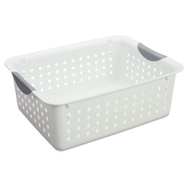 Sterilite Ultra Storage Basket with Handles for At Home or Classroom Organization, in Size Deep (6 Pack) and Medium (12 Pack), White