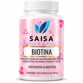 Biotina + Colágeno Hidrolizado + Ácido Hialurónico + Citrato de Magnesio | 100 Cápsulas | Suplemento Alimenticio 4 en 1 | Piel, Cabello, Uñas, Articul