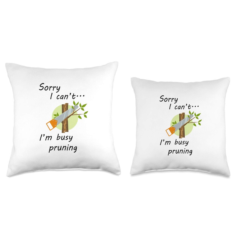 Ironic Arborist Worker Pruning Tree Surgeon Throw Pillow