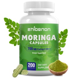 Zhibenon Moringa Oleifera 21,000mg Equivalent | 120 Capsules (60 Servings) | Pure Moringa Powder Capsules | Antioxidant for Energy, Immune & Gut Support | Non-GMO