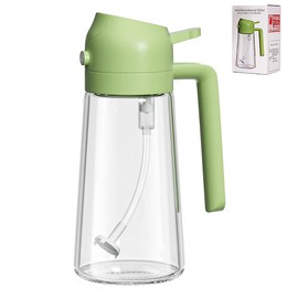 AISVELDY Oil Dispenser and Sprayer 2-in-1, 16 Oz Oil Mister,Food Grade Oil Mist Spray Bottle, For Air Fryer, Salad, BBQ, Roasting, Cooking, Deep Frying, Vinegar, Barbecue (Green/Clear)