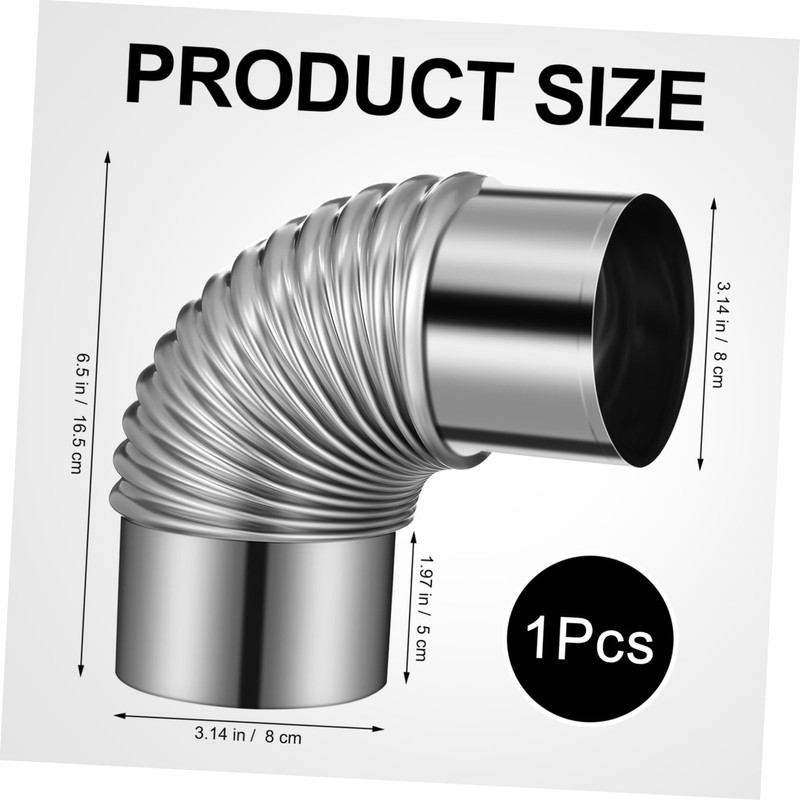 TEHAUX Stainless Steel Elbow Chimney Flue for Wood Stoves Lightweight