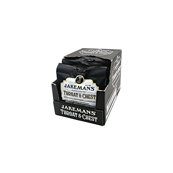 Jakemans Throat & Chest 73g - Pack of 12 - Soothing Menthol Sweets - Suitable for Vegetarians