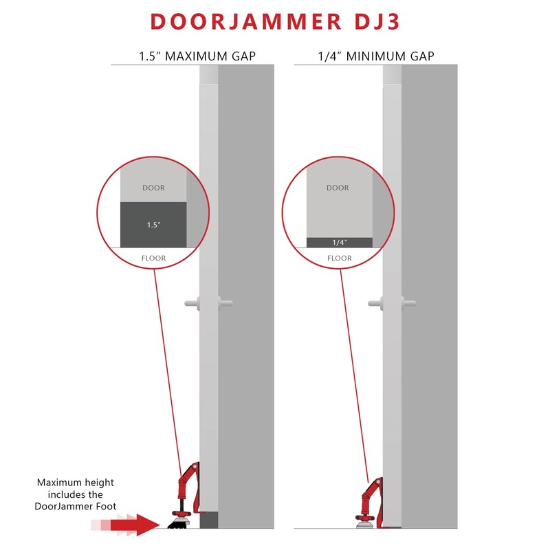 DoorJammer DJ3 Portable Door Lock Brace for Home Security and