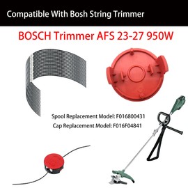 RUIITEN F016800431 Replacement Trimmer Head & Line Caps for Bosch Trimmer AFS 23-27 950W (1 Trimmer Head + 1 Cap + 30 Lines)