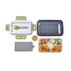Ecoplast | Porta Pranzo 1200 ml con Forchetta Integrata – Lunch Box Ermetico con Scomparti – Contenitore Cibo BPA Free per Ufficio, Scuola, Viaggi – Schiscetta Pranzo Compatta e Riutilizzabile