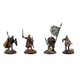 Set of 4 Vikings. (Set #2). 28 mm Miniatures. Ideal for Games Like SAGA and Other Wargames Produced by V&V Miniatures