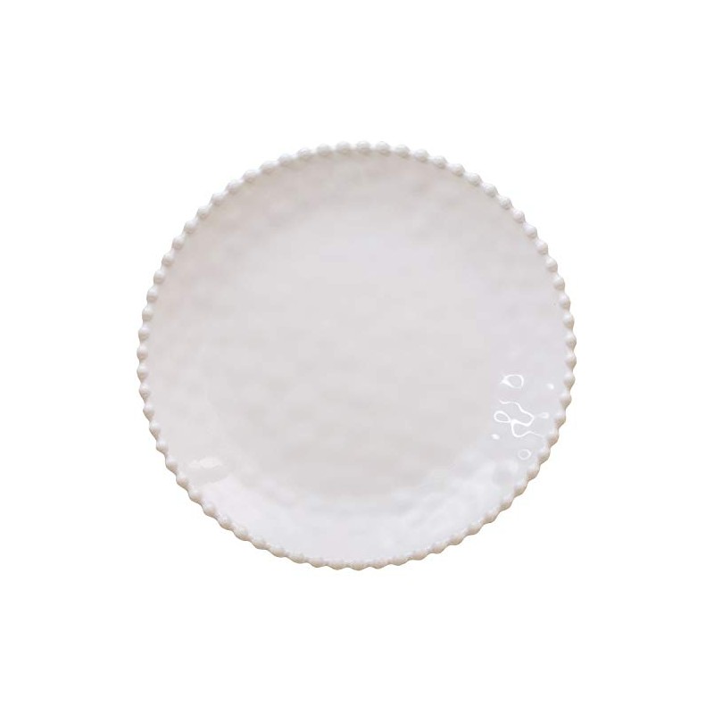 Merritt Beaded Pearl 14-inch Melamine Serving Platter, Cream
