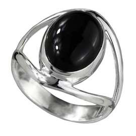 I-be, Onyx Gemstone Ring Oval 925 Sterling Silver, 104412-2B/10x14, Silver, Onyx