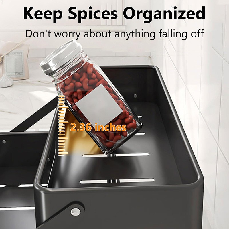 Ceetug 3 Tier Foldable Spice Rack for Countertop Iron Kitchen