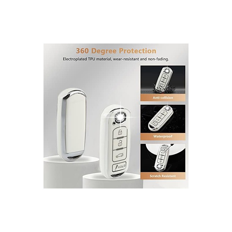 PIFOOG TPU Key Fob Cover with Bling Key Chain Keyless