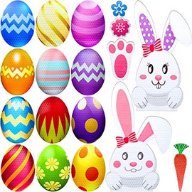 Zonon 20 Pieces Easter Car Magnets Reflective Easter Bunny Eggs Decoration Stickers Magnets Bunny Carrot Flowers Footprint Magnets for Easter Decor Car Mailbox Refrigerator Decorations