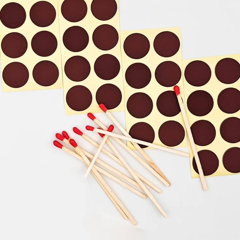 126 Pcs Match Striker Papers Self Adhesive Matches Stickers Round