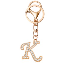 Neptniopllab Sparkly Diamond Initial Letter Keychain Metal Alphabet A-Z Letter Keying for Women Bag Charm Purse (K)