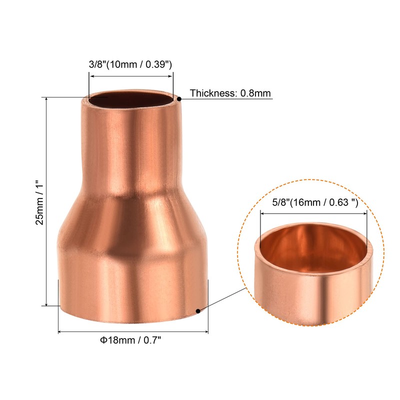 sourcing map Copper Reducing Sleeve Fitting with Welding End for