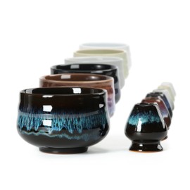 TEANAGOO Japanese Ceramic Matcha Bowl with Whisk Holder, 18 OZ. K14, Blue, Chawan Matcha Tea Bowl, Matcha Ceramic Bowl, Tea Bowls for Matcha, Ceramic Matcha Bowl Traditional Ceremonial Accessories