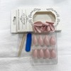 Pink Press on Nails,Almond Shape,Medium Long Solid Color Fake Nails