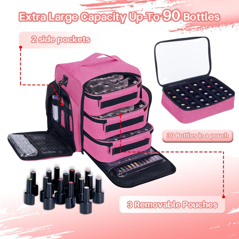 UOZL Nail Polish Organizer Storage Box, Holds 90 Bottles of