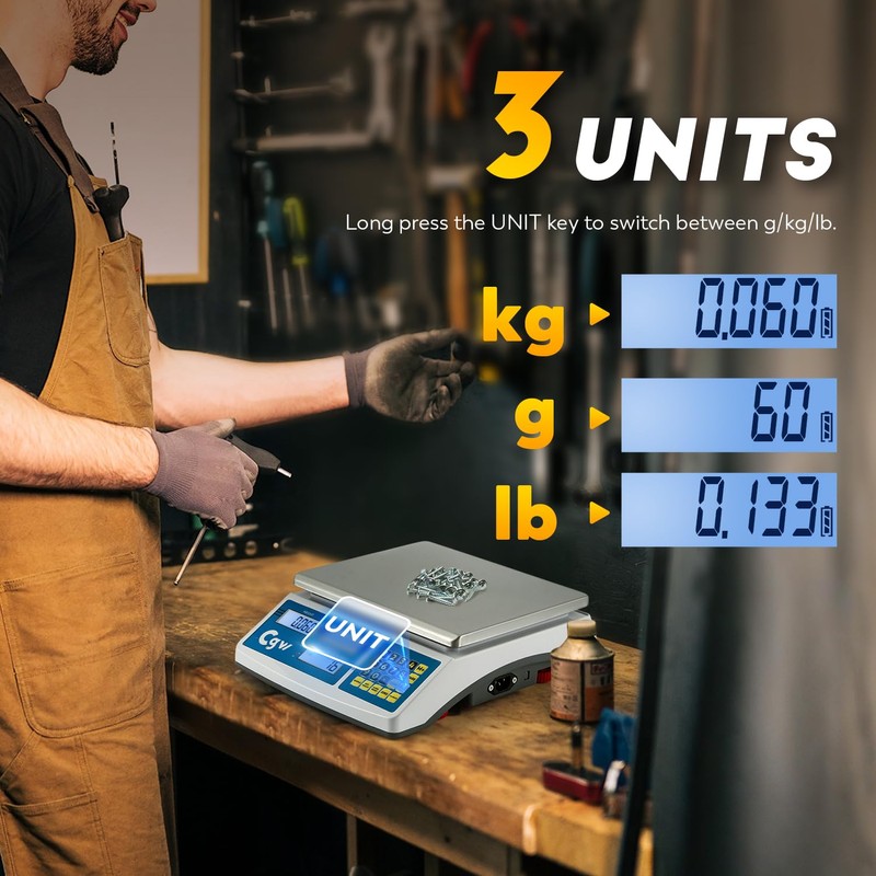 CGOLDENWALL Industrial Counting Scale lb/g/kg Digital Inventory Scale for Small