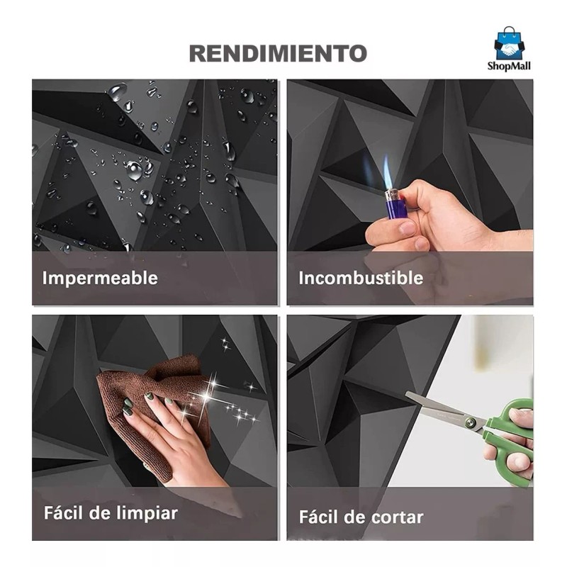 ShopMall Panel Decorativo 3d Para Pared 6 Piezas 50 Cm