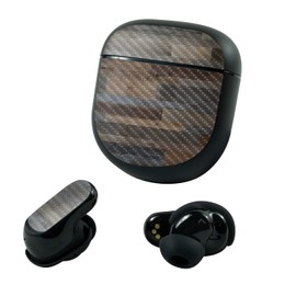 MightySkins Carbon Fiber Skin Compatible with Bose QuietComfort Earbuds II (2022) - Gray Wood | Protective, Durable Textured Carbon Fiber Finish | Easy to Apply and Change Styles | Made in The USA