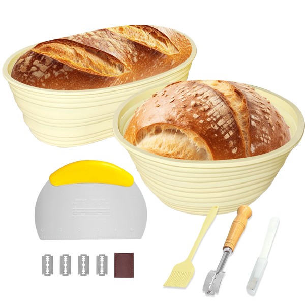 ProCattle Silicone Banneton Bread Proofing Basket Set of 2, 9