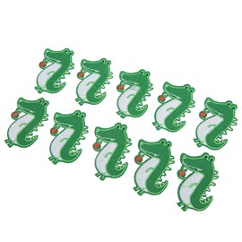 Hztyyier 10 Pieces Iron on Patches Embroidered Appliques Iron On DIY Embroidered Patches for Shirt Denim Jackets (Green Crocodile), Green