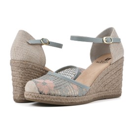 WHITE MOUNTAIN Women's Mamba Espadrille Wedge Sandal, Sage/Mesh/Fabric, 11 M