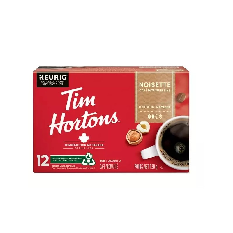 Tim Hortons Hazelnut Light Medium Roast Coffee, Keurig K-Cups, 12ct,