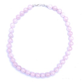 Rose Quartz Pearl Silk Knotted Clasp Necklace Length 45 cm 925 Sterling Silver Jewelry Model Number 1863
