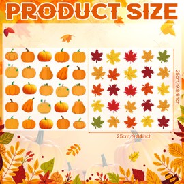 Cholemy 50 Pcs Thanksgiving Thick Gel Clings Pumpkin Maple Leaves Fall Window Decorations Removable Reusable Thanksgiving Classroom Home Window Clings Autumn Harvest Stickers for Party Supplies