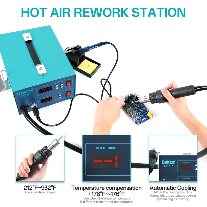 BK701D 700W Soldering Station, 2 In 1 Hot Air Rework