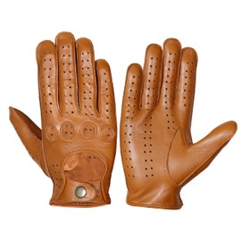 WASPRO Genuine Leather Gloves, Pure Leather Fashion Gloves, Lambskin Leather Gloves, Leather Motorcycle Gloves, Knuckle Fit Gloves (Tan, Medium)