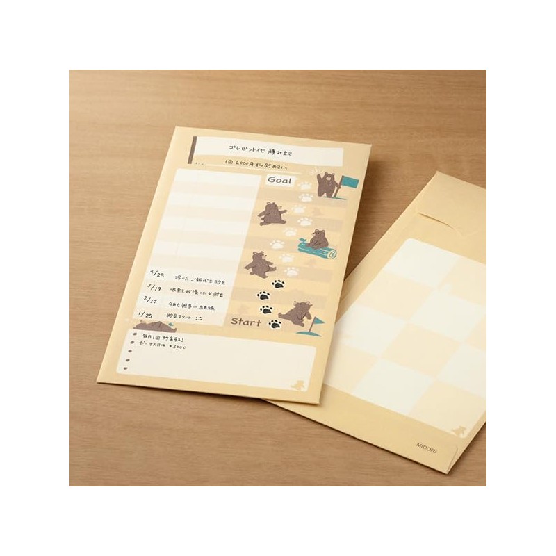 Midori 25600006 Money Envelope Wrist Bear Pattern