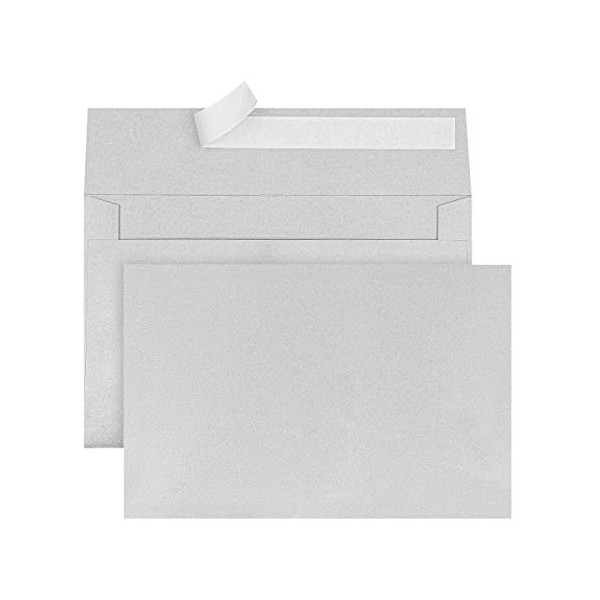 Office Depot Brand Greeting Card Envelopes, A9, Clean Seal, 5 3/4 x 8 3/4, Silver Pearl, Box Of 25
