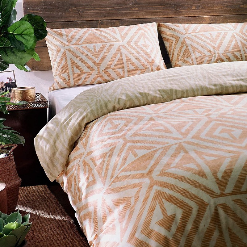 furn. Tanza Duvet Cover and Pillowcase Set, Terracotta, Double