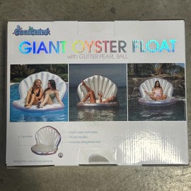 PoolCandy Pool Candy Giant Oyster Shell Lounge Pool Float & Glitter Pearl Beach Ball NWB