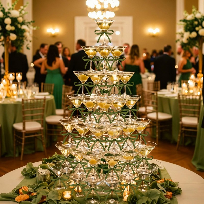 Rtteri 36 Pcs Sage Green Plastic Martini Glasses with Ribbon