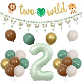 Kreatwow Two Wild Birthday Party Decorations Two Wild Banner Jungle Safari Triangle Banner Safari 2nd Birthday Decorations Safari Animal Bunting Banner Safari Animal Theme Zoo 2nd Birthday Party