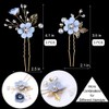 6 Pieces Bridal Flower Wedding Hair Pins Crystal Pearl Hair