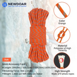 NewDoar 6mm High Strengte Cord Rope,wear-Resistant, Suitable for Sailing, Dinghy, Yachting for Camping