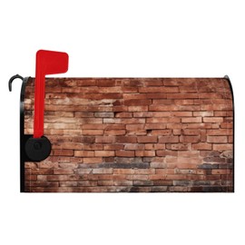 Baocicco Old Brick Wall Mailbox Cover Red Stone Wall Vintage Texture Retro Grain Magnetic Mailbox Covers Standard Size 21x18 Inch Farmhouse Mail Box Wraps Post Letter Box Cover for Yard Garden