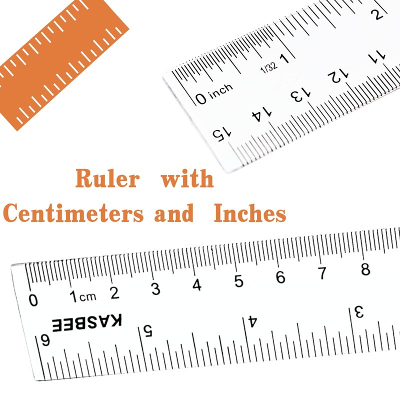 Plastic Rulers, 6 Inch Ruler, Clear Measuring Tool for Student