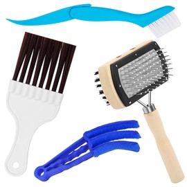 4Pcs Air Conditioner Ac Cleaning Kit, Useful Double-Sided Coil Cleaning Brush, Plastic Coil Brush Blinds Brush 2 in 1 Groove Cleaning Brush, Good Cleaning Effect for Air Conditioners, Refrigerators