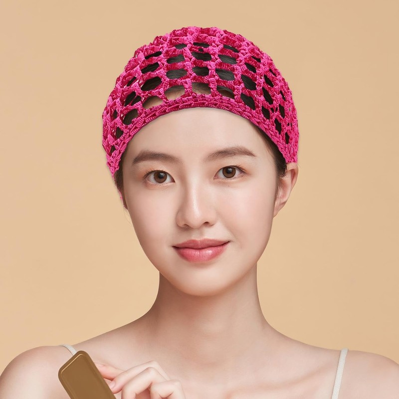 Anneome Gorro de Crochet Redecilla Pelo 4piezas de Poliéster Reutilizable