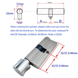Qrity Thumb Turn Euro Cylinder Lock 40/40 (80mm), Euro Door Barrel Lock with 5 Keys, Anti-Bump, Anti-Drill, Anti-Pick Door Lock with Keys, High Security for Wooden, UPVC and Composite Doors