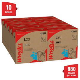 WypAll® General Clean L20 Medium Cleaning Cloths (47044), Pop-Up Box, White, 4-Ply, 10 Boxes / Case, 88 Sheets / Box