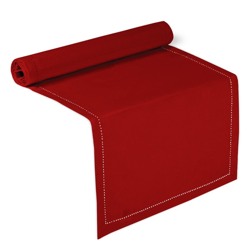 Encasa XO Dining Table Runner 13"x91" | Pure Cotton Hemstitched