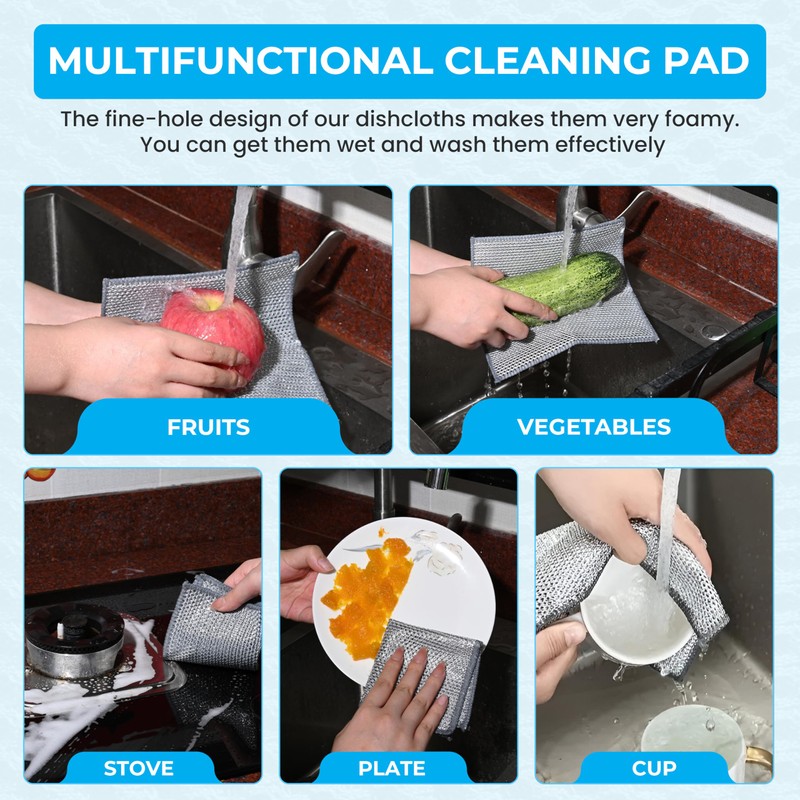 11 PCS Upgraded 3-Layer Non-Scratch Wire Dishcloths – Steel Wire