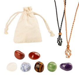 Set of Natural Healing Crystals, 7 Chakra Stones, 7 Chakra Necklace, Energy Crystals for Meditation, Chakra Stones (Pack of )